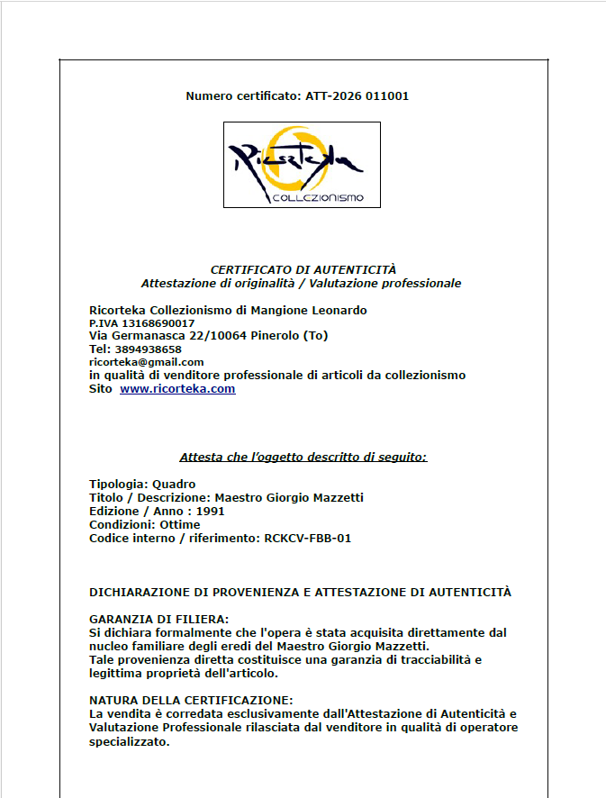 Giorgio Mazzetti (1934-2005)  Arte Contemporanea / Astrattismo Geometrico certificazione 1