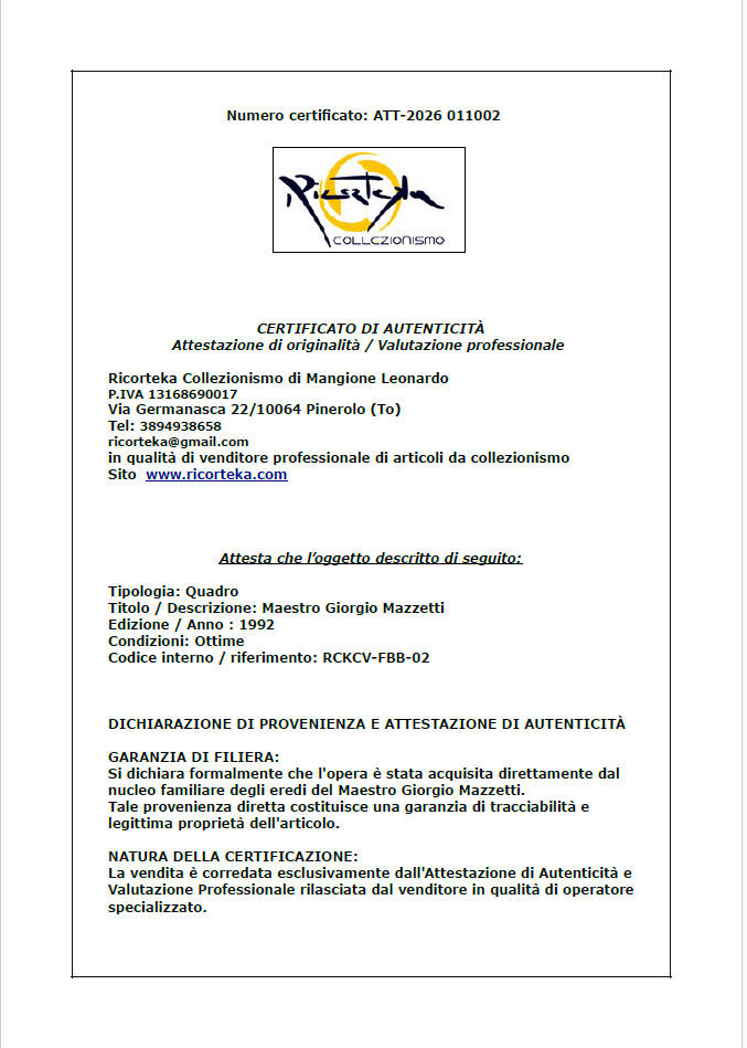 Giorgio Mazzetti (1934-2005)  Arte Contemporanea / Astrattismo Geometrico certificazione 1