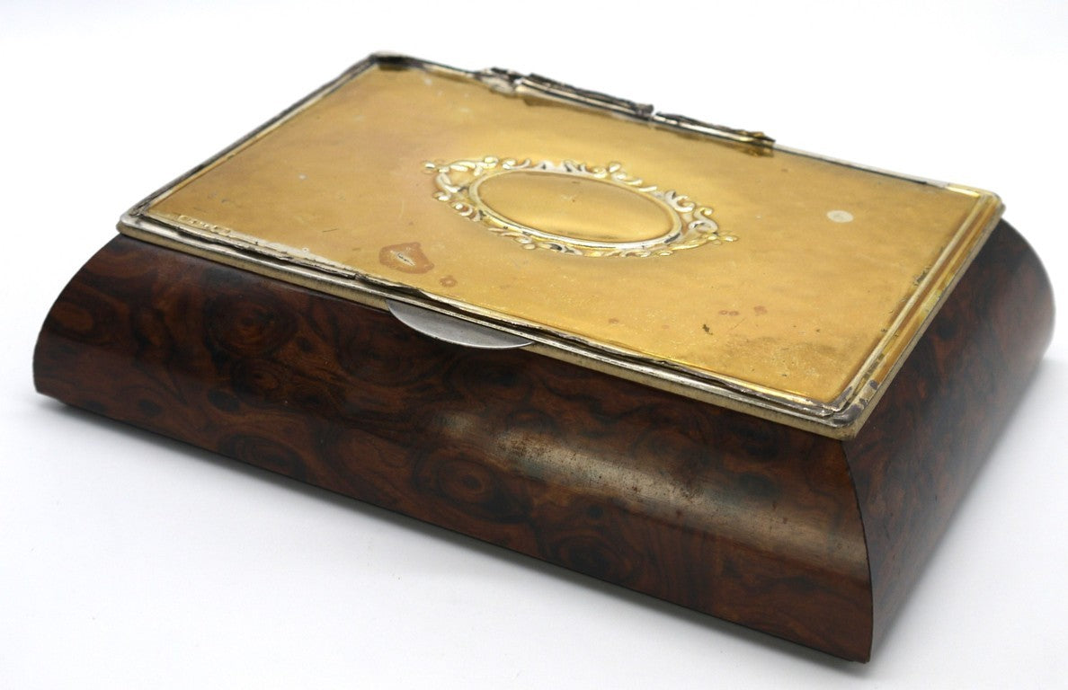 Plastic/wood jewelry box - book-style opening - with 925 silver foil - Period: 1980s