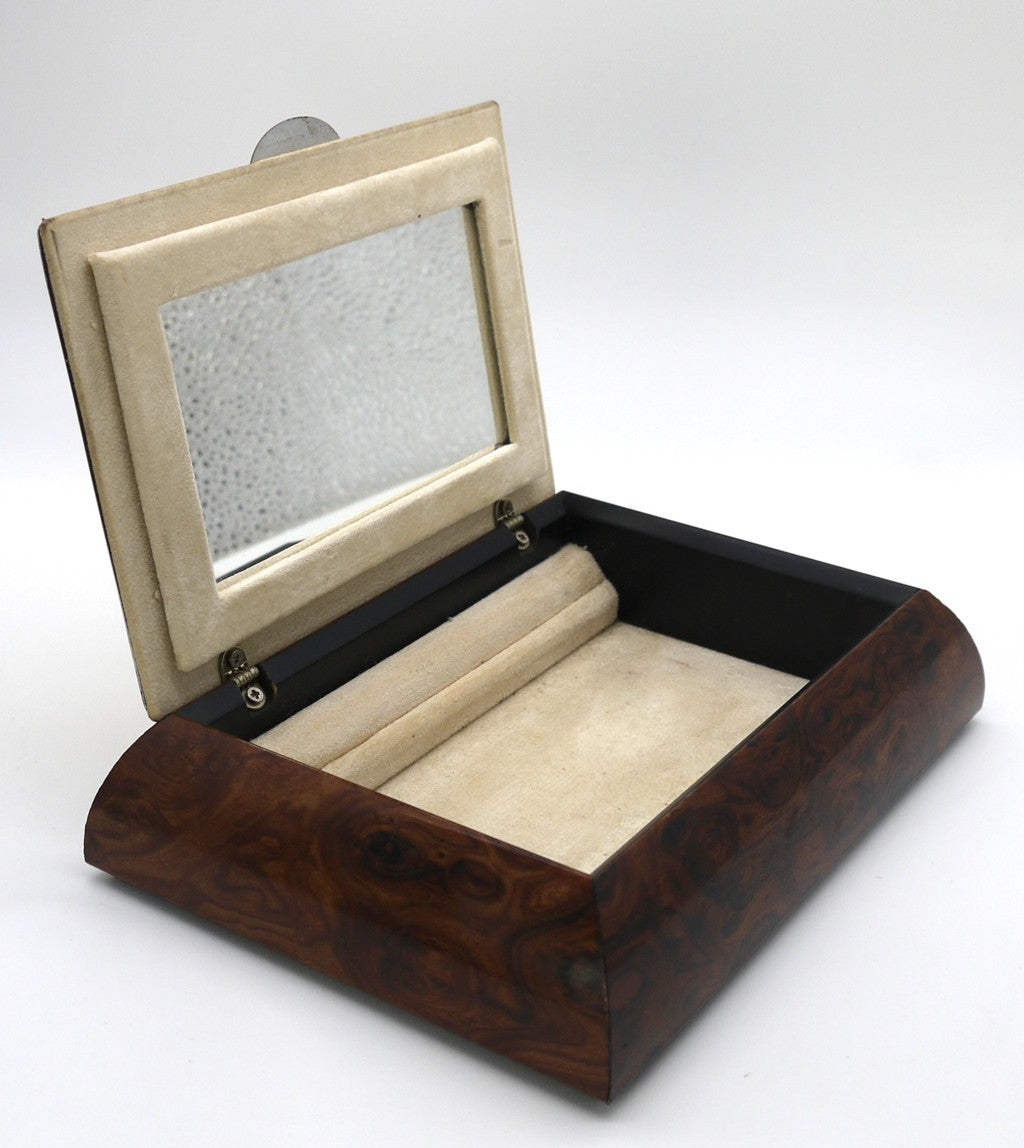 Plastic/wood jewelry box - book-style opening - with 925 silver foil - Period: 1980s