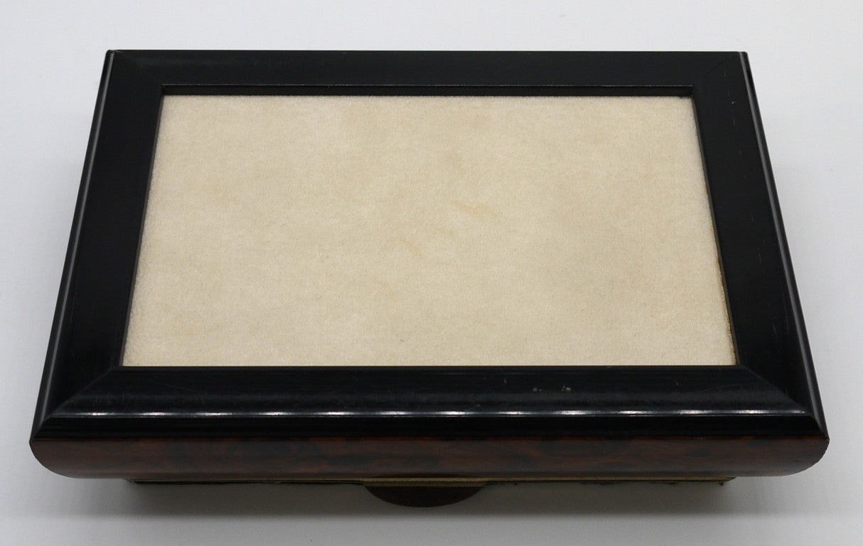 Plastic/wood jewelry box - book-style opening - with 925 silver foil - Period: 1980s