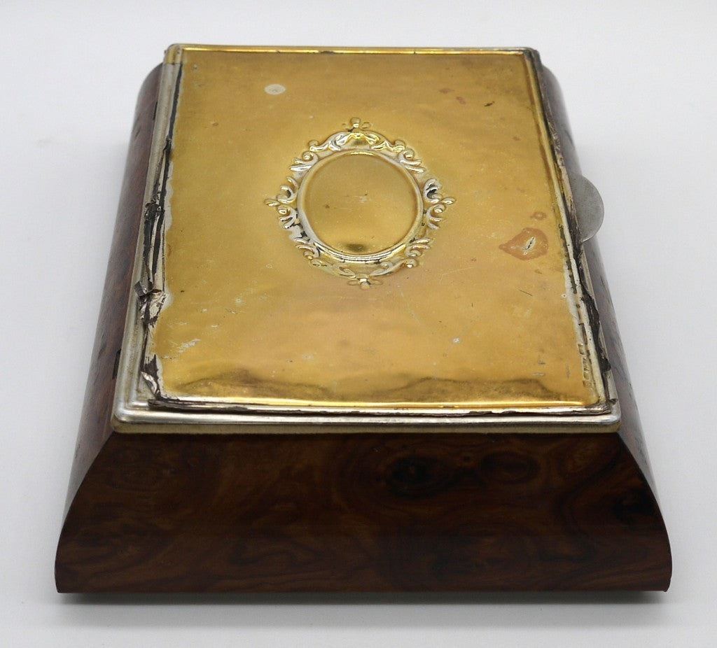 Plastic/wood jewelry box - book-style opening - with 925 silver foil - Period: 1980s