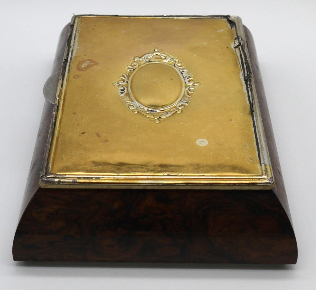Plastic/wood jewelry box - book-style opening - with 925 silver foil - Period: 1980s