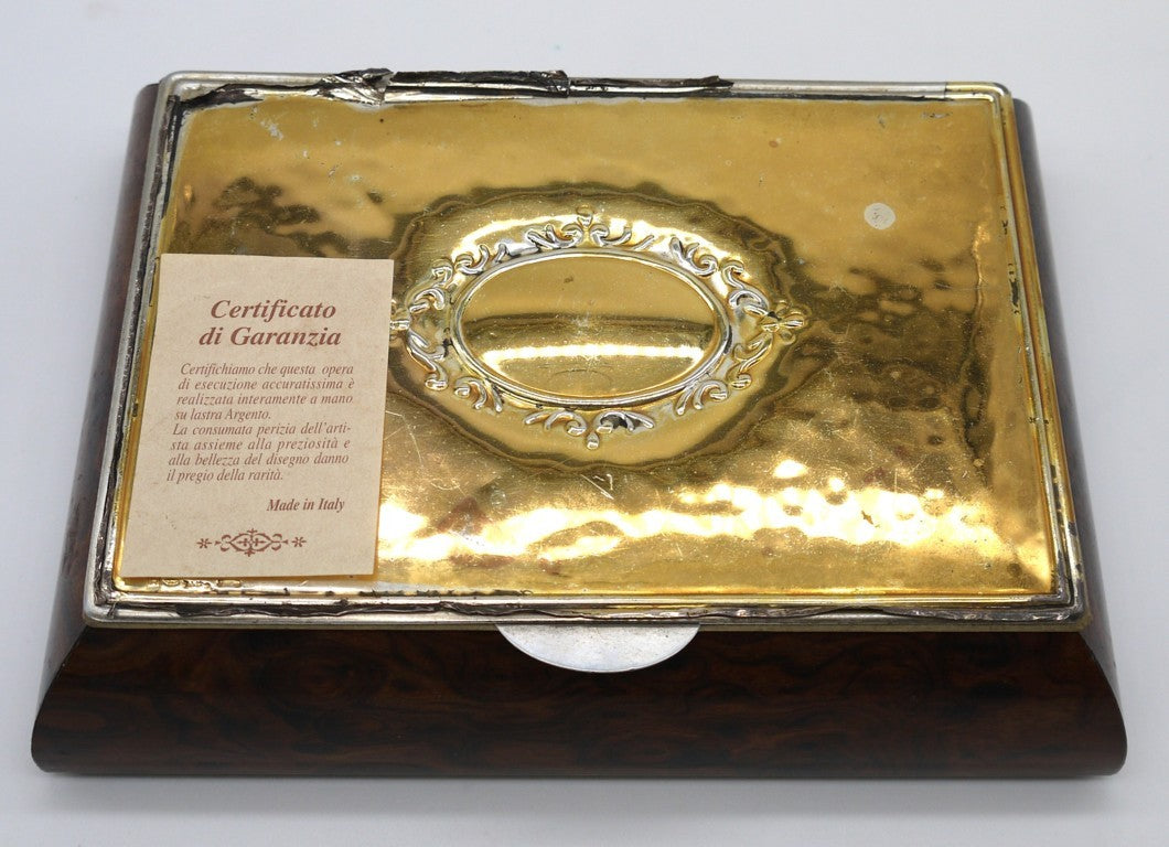 Plastic/wood jewelry box - book-style opening - with 925 silver foil - Period: 1980s