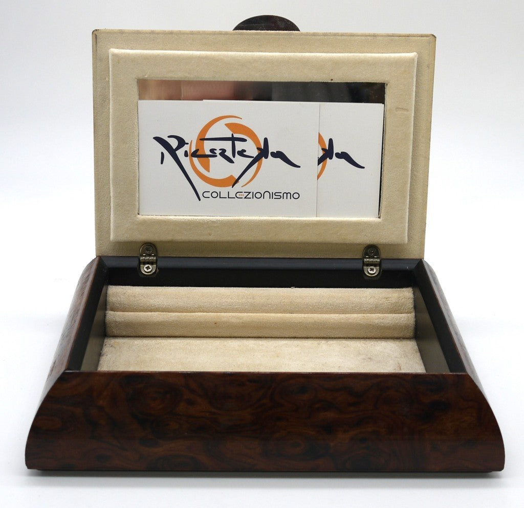 Plastic/wood jewelry box - book-style opening - with 925 silver foil - Period: 1980s