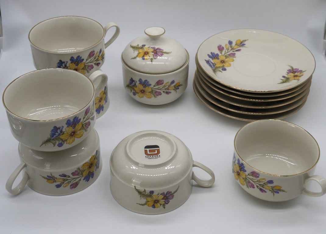 Breakfast Set - Milk/Tea - 6 pieces - Tognana Italian Porcelain - Period: 1970-1980