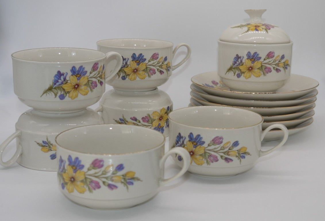 Breakfast Set - Milk/Tea - 6 pieces - Tognana Italian Porcelain - Period: 1970-1980