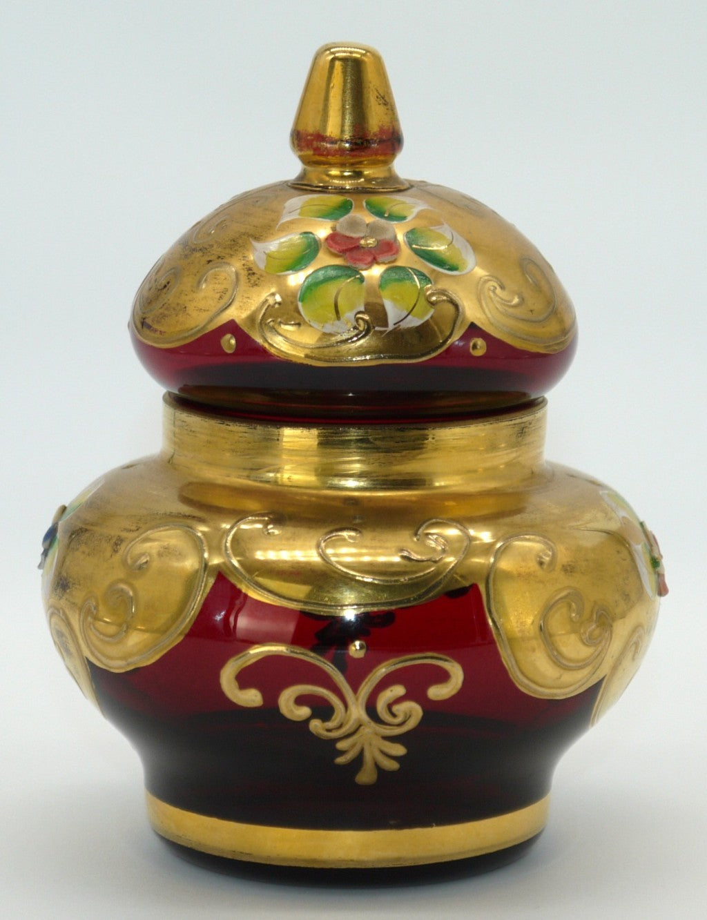 Servizio da caffè Murano Rosso rubino e oro 24K –13 pezzi (Tre Fuochi / Bella Ruby) zuccheriera