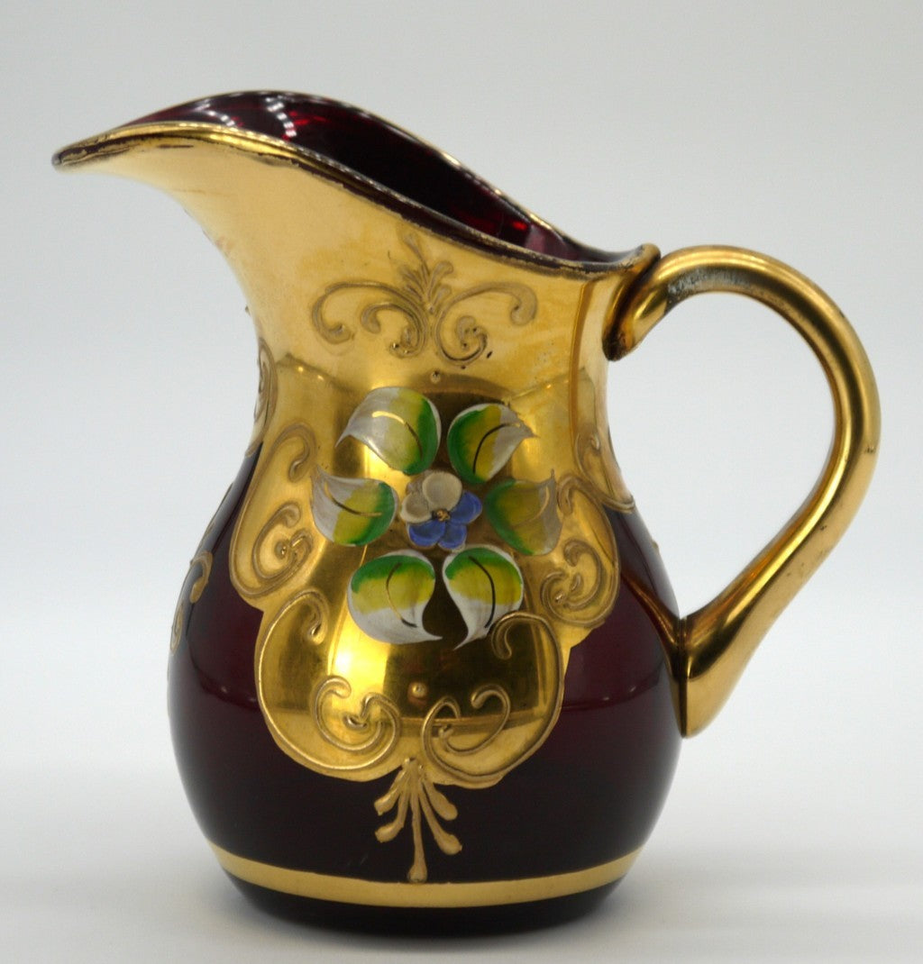 Servizio da caffè Murano Rosso rubino e oro 24K –13 pezzi (Tre Fuochi / Bella Ruby) lattiera