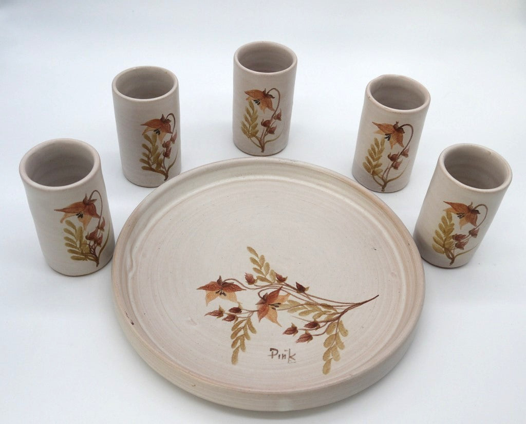 Rustic Coffee/Liquor Set with Tray - Period: 1990