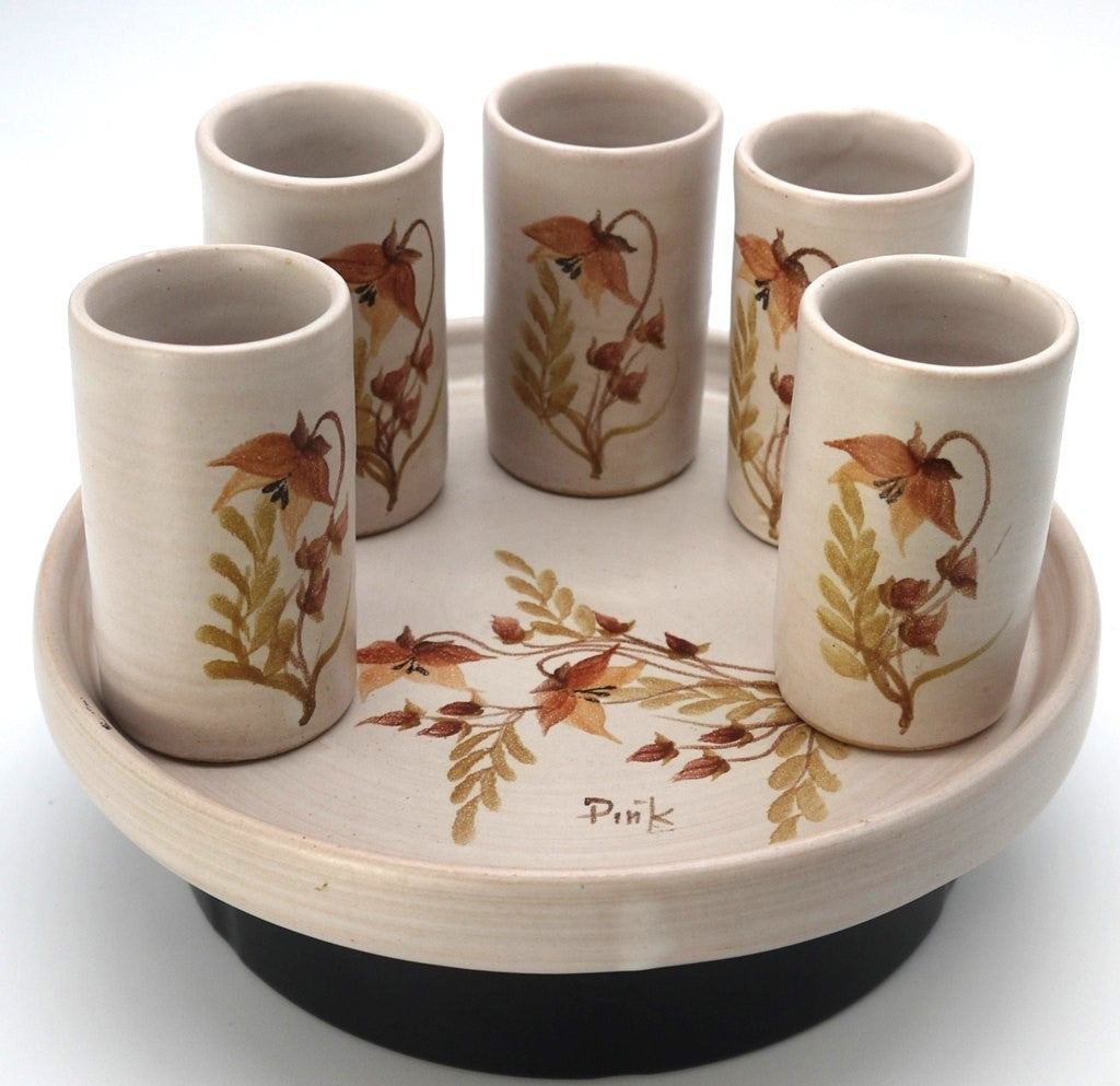 Rustic Coffee/Liquor Set with Tray - Period: 1990