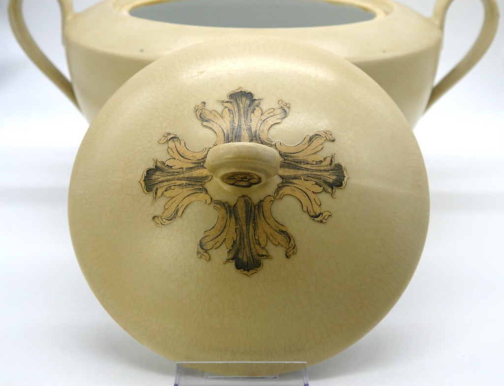 Stencil & Dintorni by Ricorteka — Set Ceramica Antichizzata con Craquelé a Decoupage | Zuppiera e Piatto
