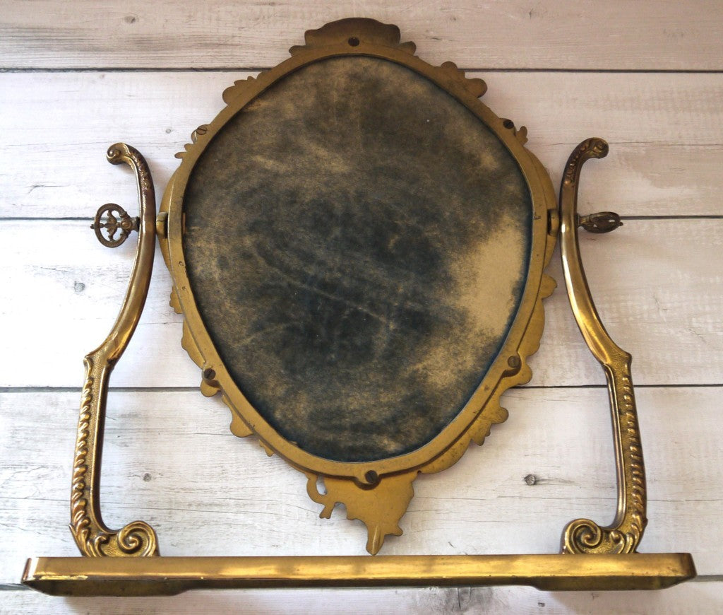 Miroir de table inclinable, style Art nouveau, en laiton - Époque : 1950