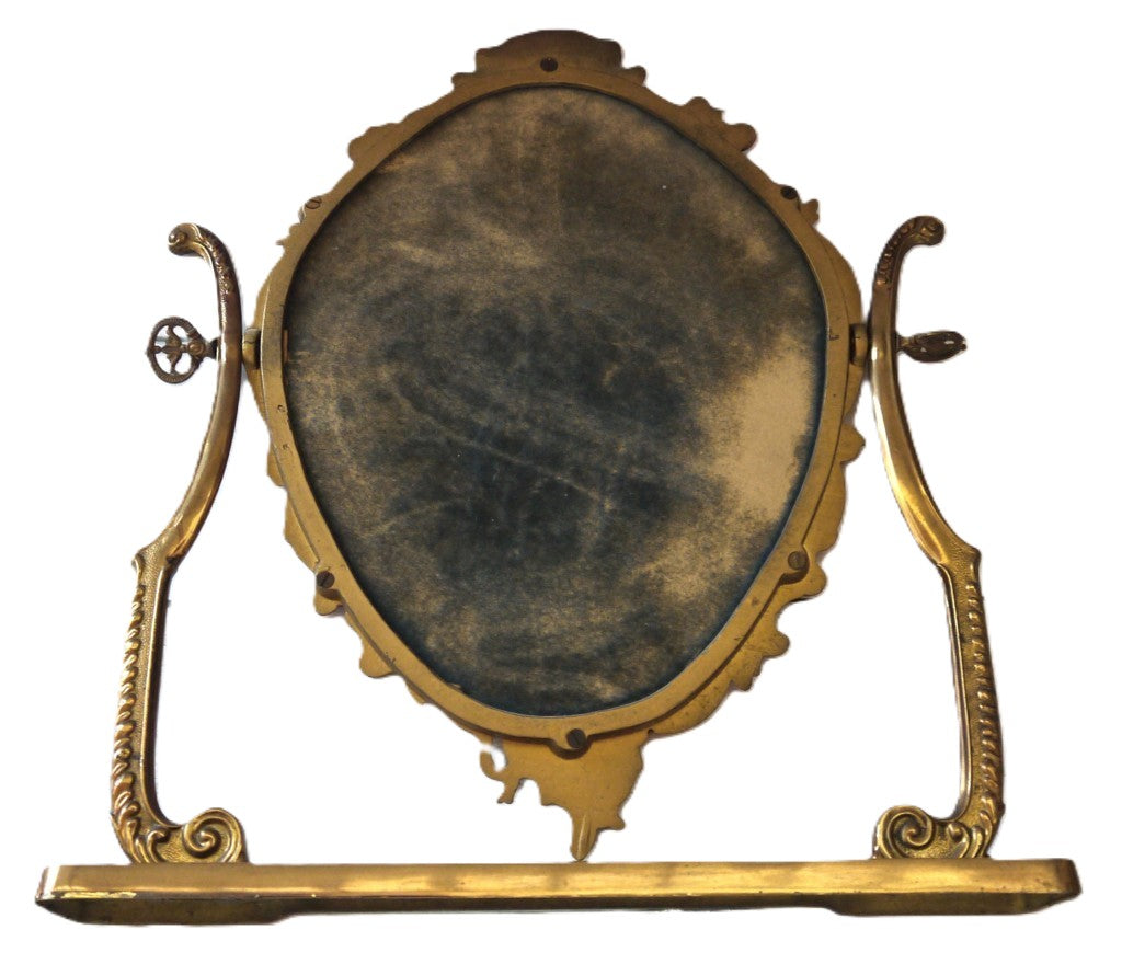 Miroir de table inclinable, style Art nouveau, en laiton - Époque : 1950