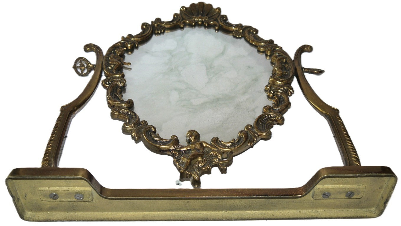 Miroir de table inclinable, style Art nouveau, en laiton - Époque : 1950