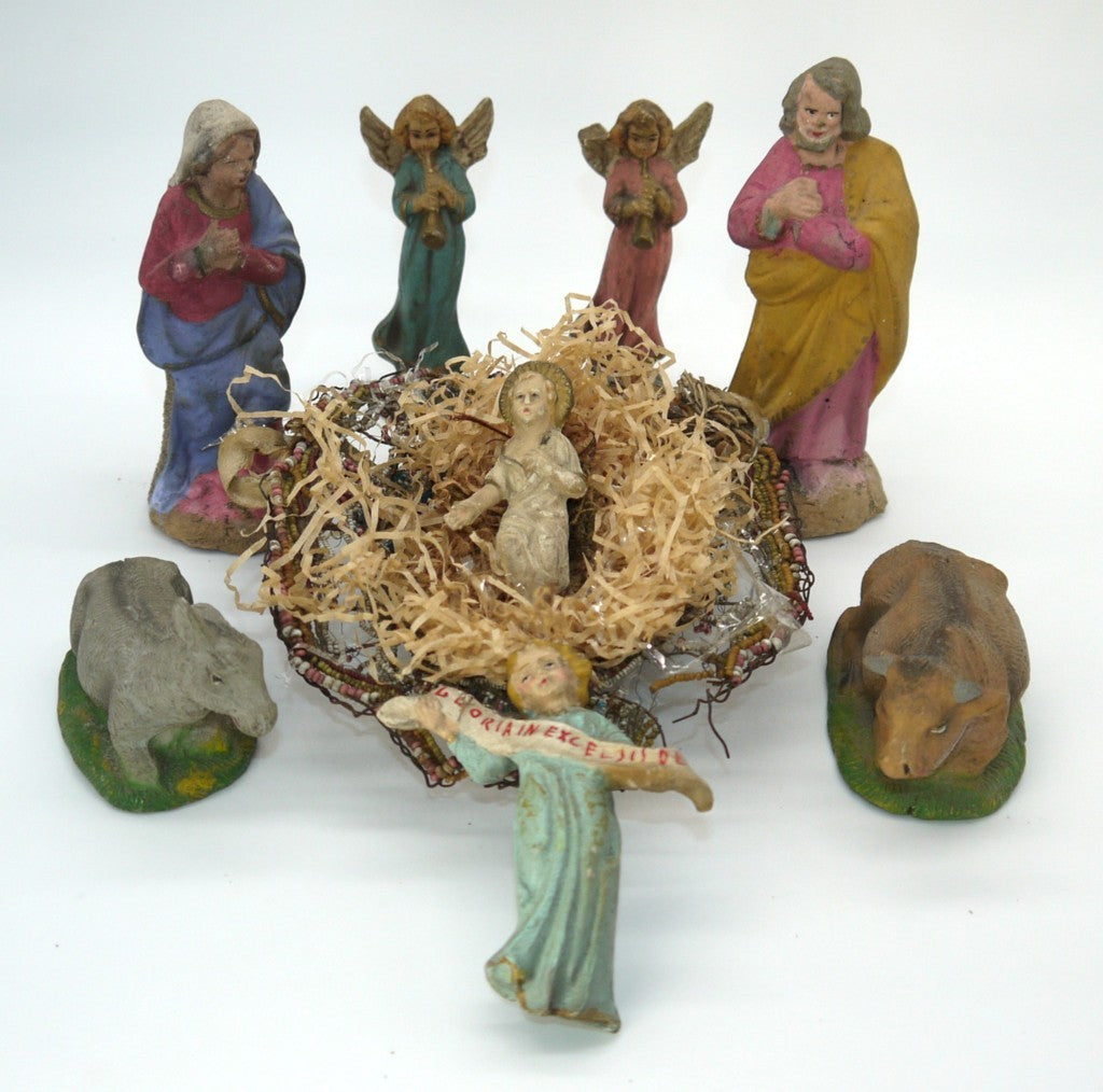 Statuine Presepe d'epoca Natività-articoli artigianali Italiani-Epoca:1940/50