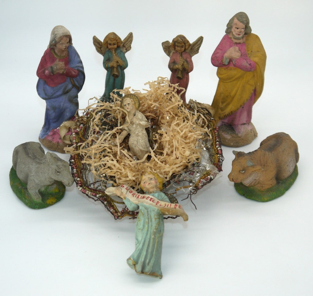 Statuine Presepe d'epoca Natività-articoli artigianali Italiani-Epoca:1940/50