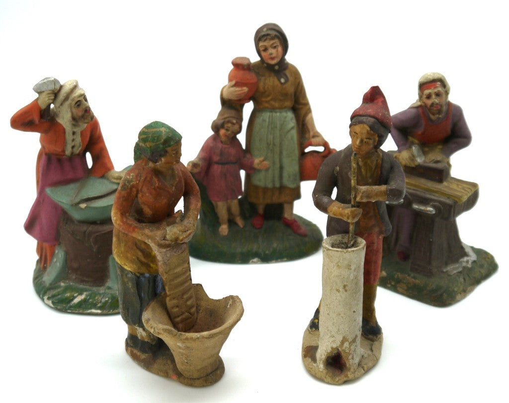 5 stauine presepe in terracotta fatte a mano -1950-1955