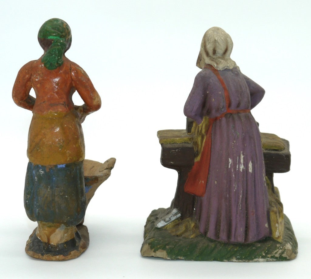 Figurines de la Nativité vintage en terre cuite, faites à la main - Période : 1950/1955