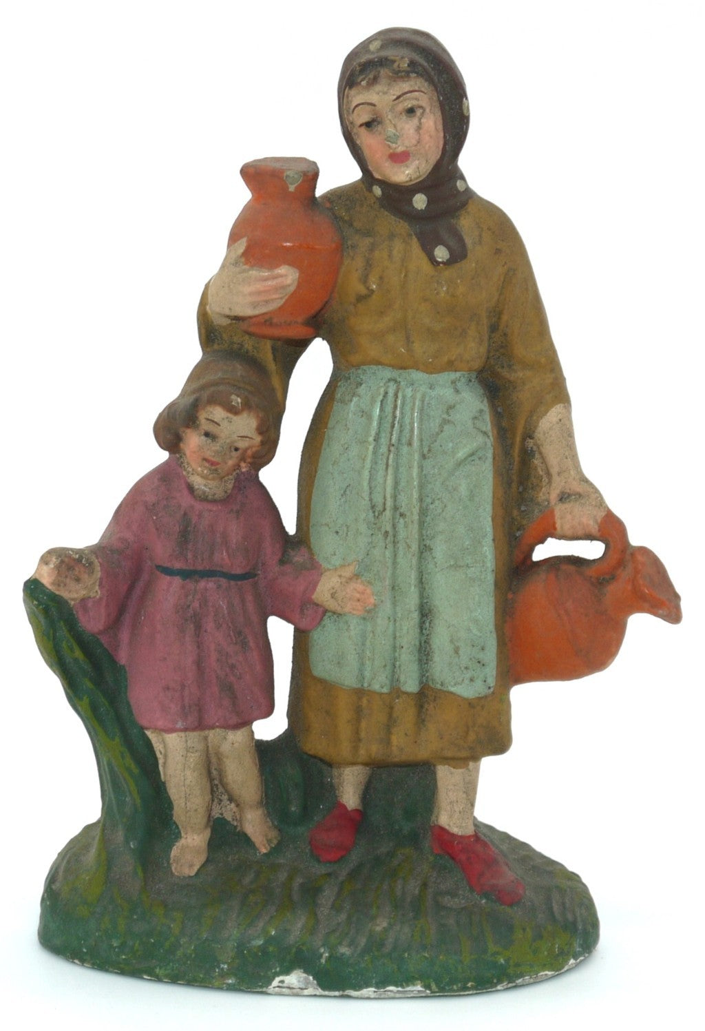 Figurines de la Nativité vintage en terre cuite, faites à la main - Période : 1950/1955