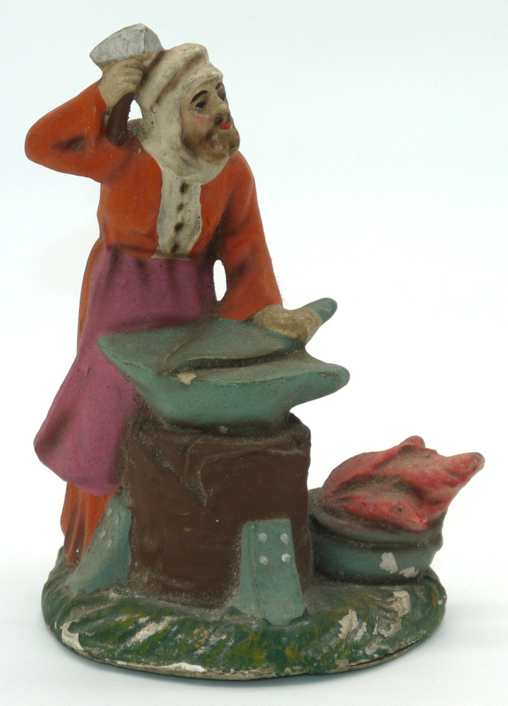 Figurines de la Nativité vintage en terre cuite, faites à la main - Période : 1950/1955