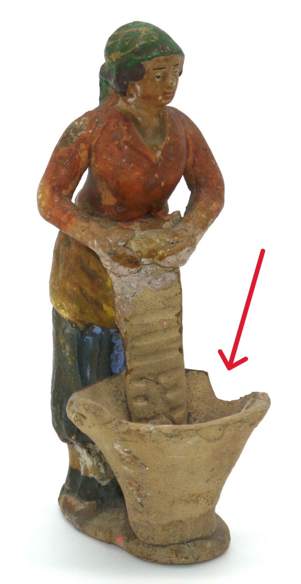 Figurines de la Nativité vintage en terre cuite, faites à la main - Période : 1950/1955