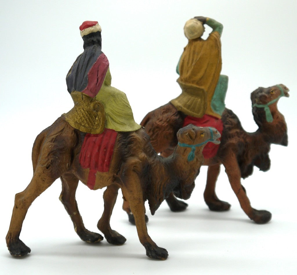 Figurines anciennes de collection en terre cuite représentant les Rois mages - Période : 1950/1955