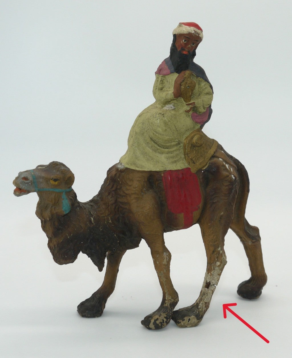 Figurines anciennes de collection en terre cuite représentant les Rois mages - Période : 1950/1955