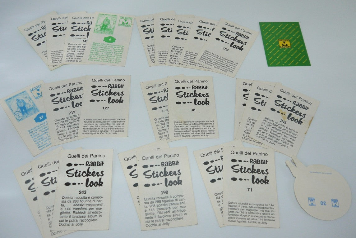 Stickers vintage "Quelli del panino -Prima e seconda serie" -30 pz- Epoca:1985/86