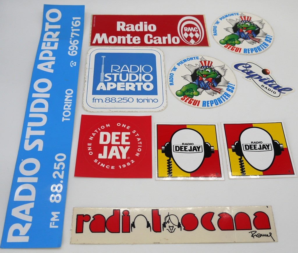 Stickers vintage Originali "Emittenti Radio anni 80/90/2000" - 10 pz-