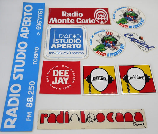Stickers vintage Originali "Emittenti Radio anni 80/90/2000" - 10 pz-