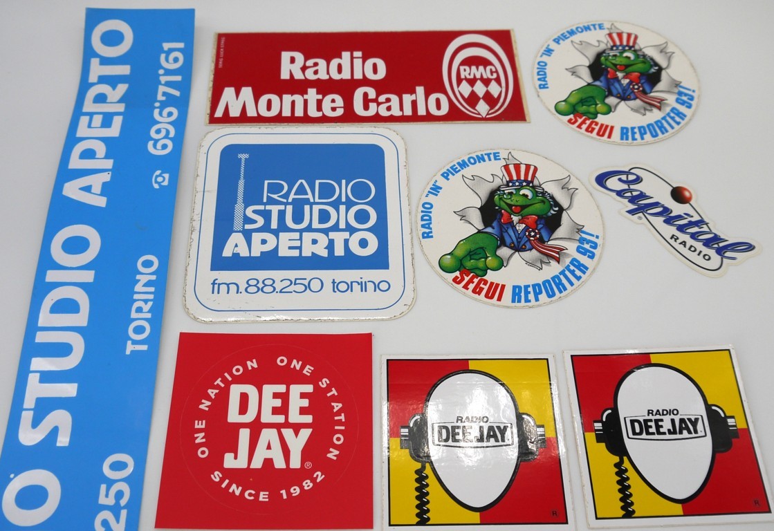 Stickers vintage Originali "Emittenti Radio anni 80/90/2000" - 10 pz-
