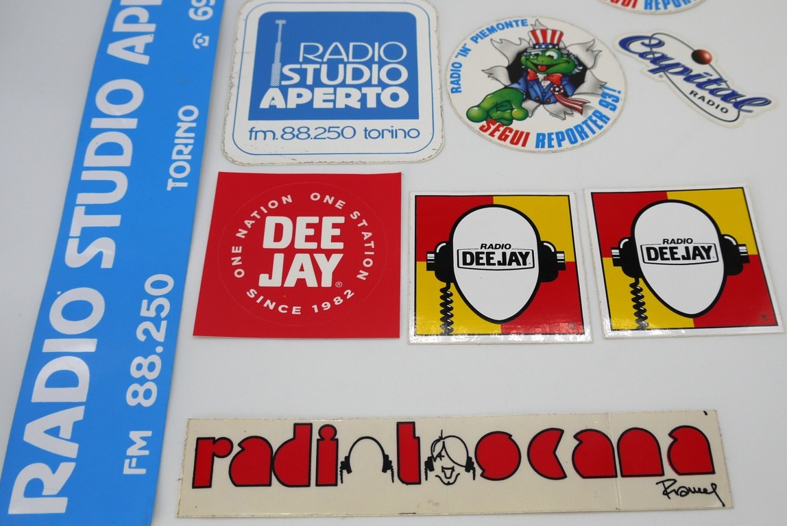 Stickers vintage Originali "Emittenti Radio anni 80/90/2000" - 10 pz-