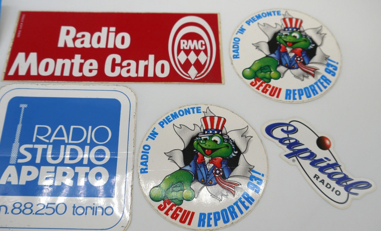 Stickers vintage Originali "Emittenti Radio anni 80/90/2000" - 10 pz-