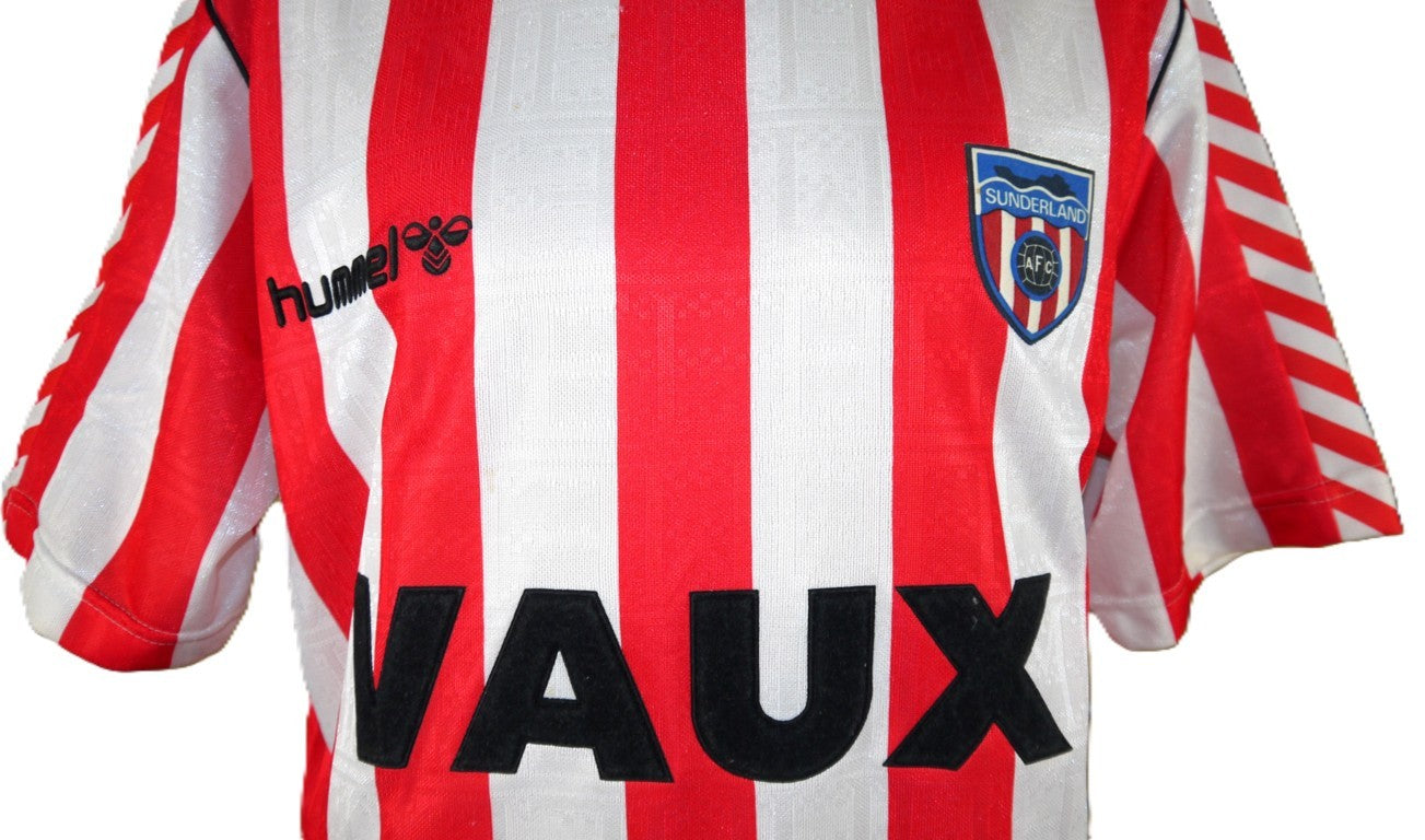 Sunderland AFC Home Shirt – Hummel / VAUX-1989/91-vista dettaglio sponsor logo + brand front