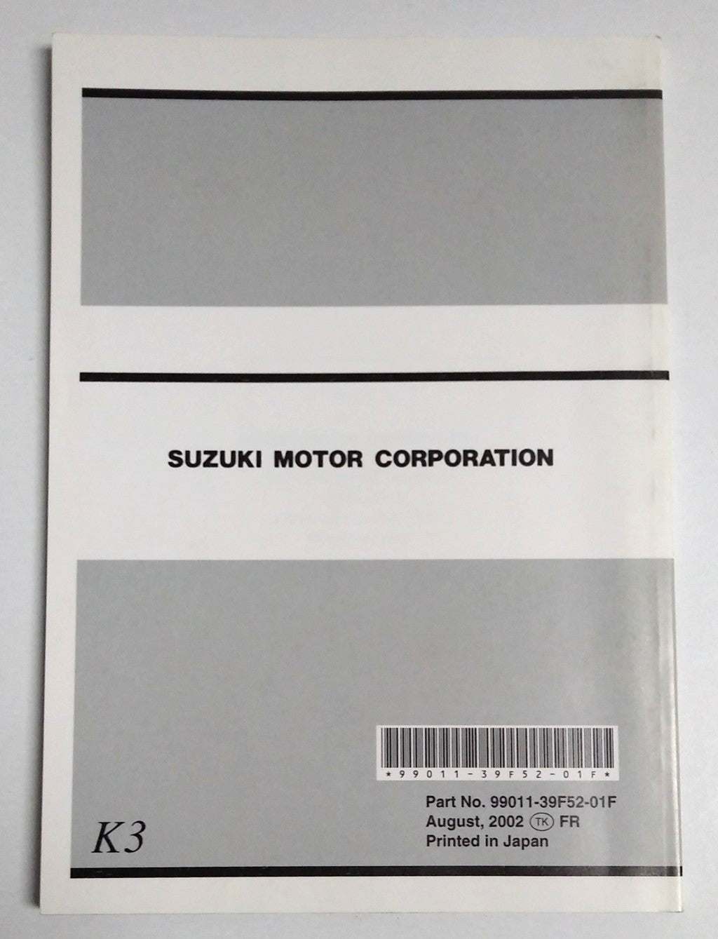 Manuale d'Uso Originale Suzuki GSX-R600 K3 – Manuel du Propriétaire OEM Francese – Epoca: 2003 opertina posteriore