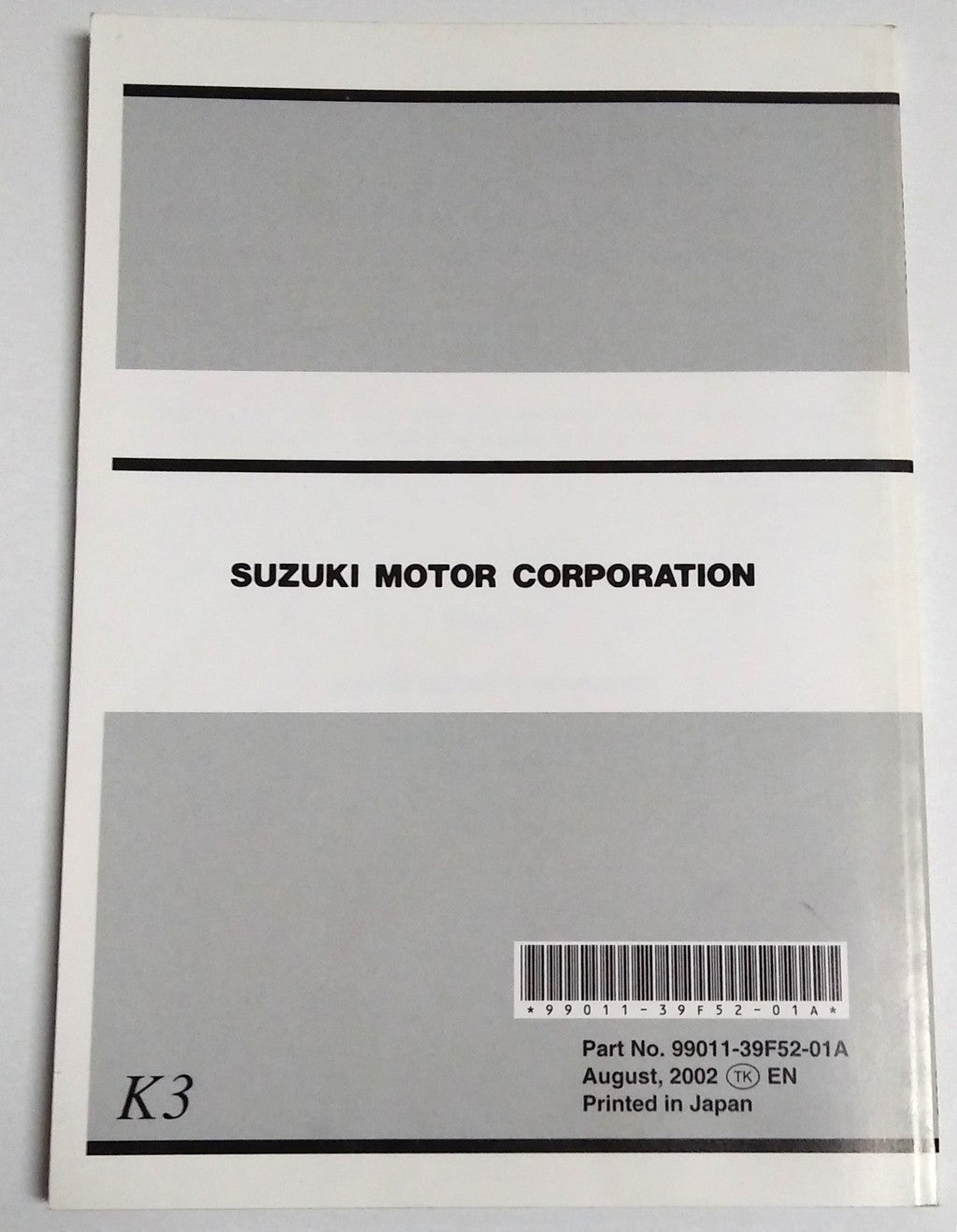 Manuale d'Uso Originale Suzuki GSX-R600 K3 – Owner's Manual OEM Inglese – Epoca: 2003 copertina retro