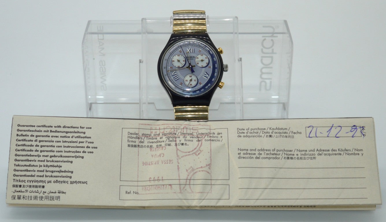 Swatch Chronograph SCN105/6 “Alabama” – 1993 dettaglio certificato