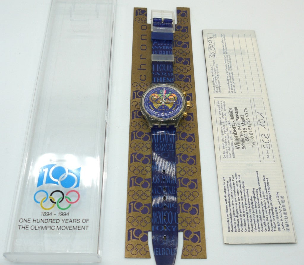 Swatch Chrono Olympic Special SCZ101 – Full Set NOS-Epoca:1994