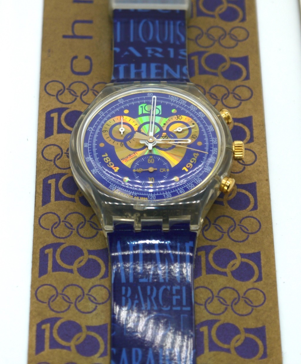 Swatch SCZ101 “IOC 100 Years / Olympic Special” dettaglio quadrante