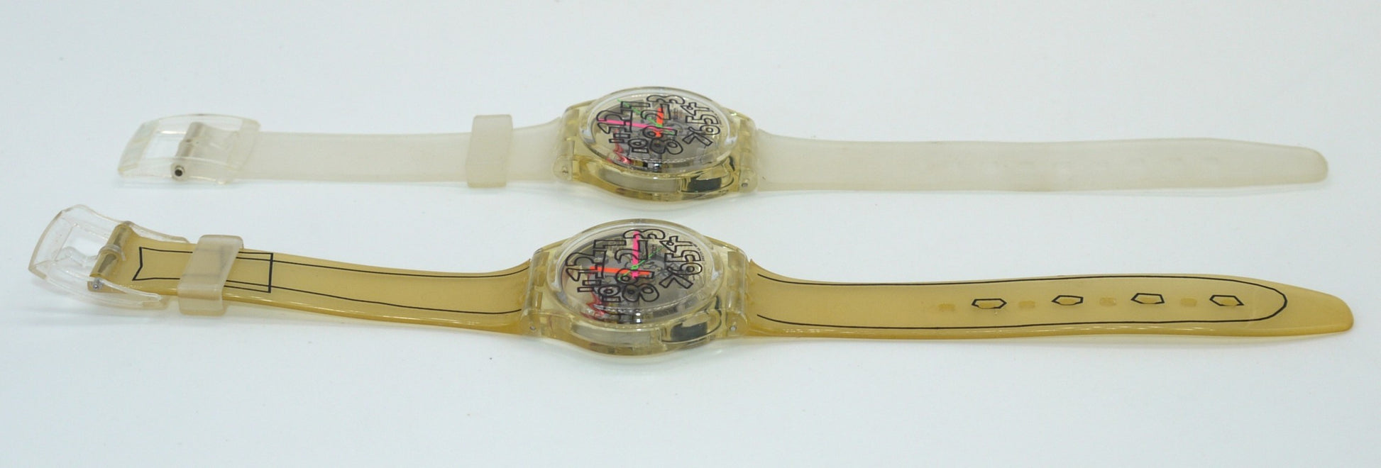 Swatch "Scribble" (GZ127S) 1993 – (2 Orologi) -dettaglio cinturini