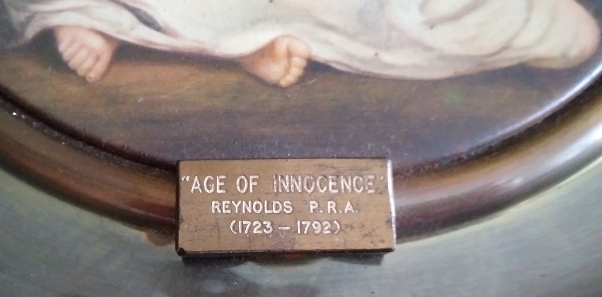 Age of Innocence (da Sir Joshua Reynolds, P.R.A. 1723-1792) dettaglio targa