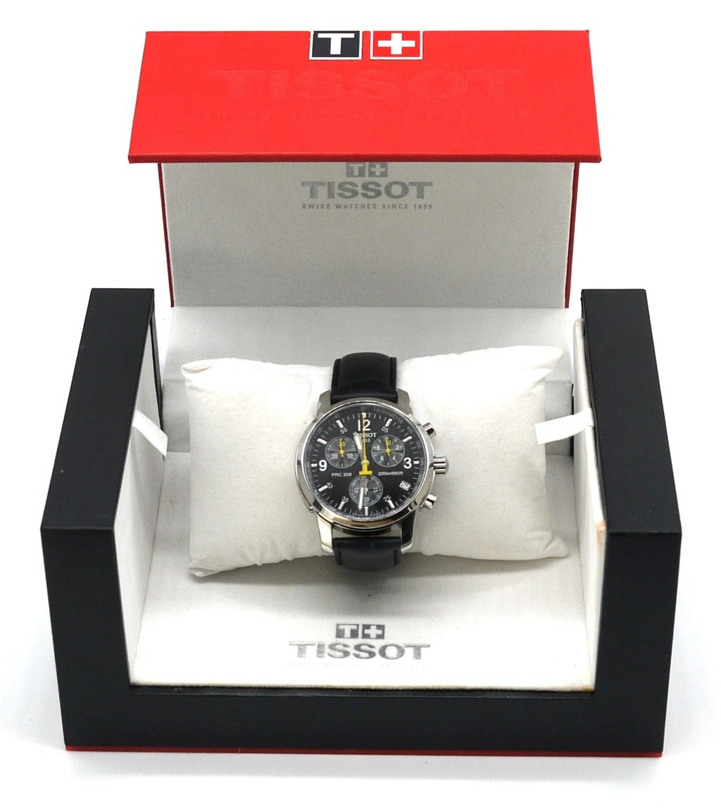 Tissot PRC 200 Cronografo T461 Uomo Usato - Vista frontale quadrante nero