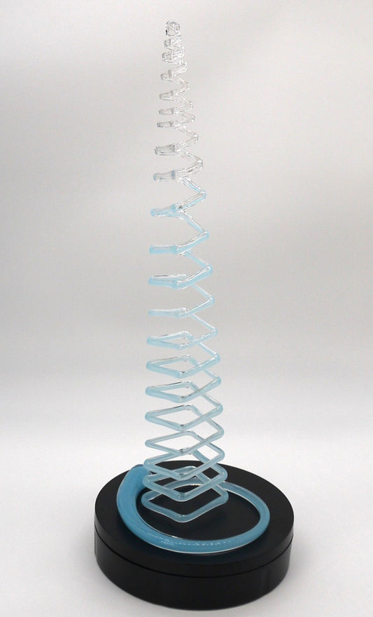 Sculpture en spirale en verre soufflé bicolore - Période : 2002