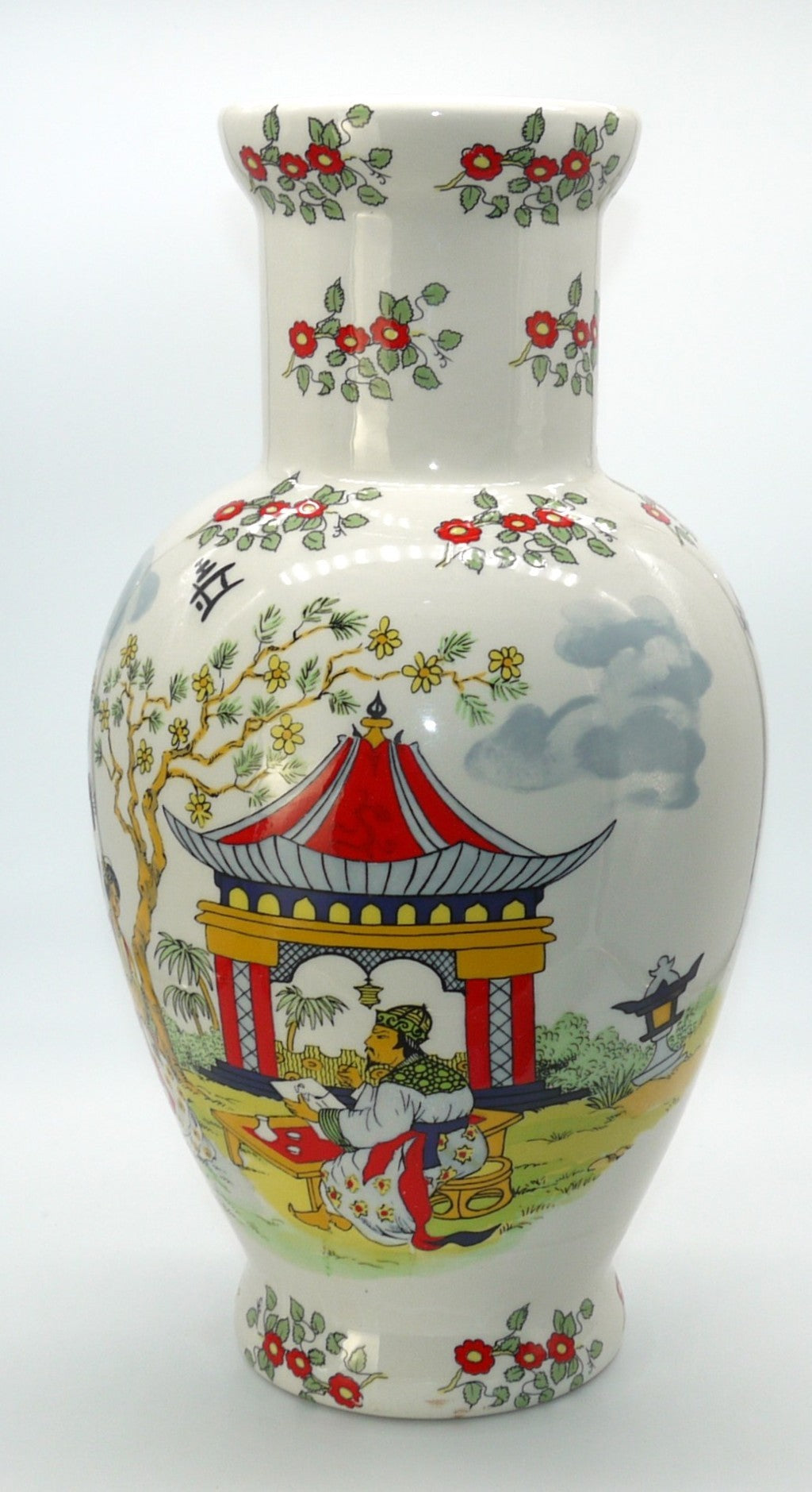 Vaso Orientale Decorativo Vintage in Ceramica Policroma – H 36 cm-Epoca: Anni ’60–’80