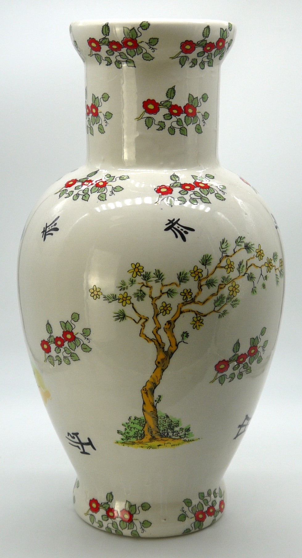 Vaso Orientale Decorativo Vintage in Ceramica Policroma – H 36 cm-Epoca: Anni ’60–’80