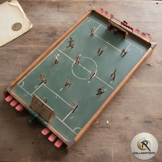 Calcetto-biliardino da tavolo a molle -in Legno e Latta-Epoca:1950/55