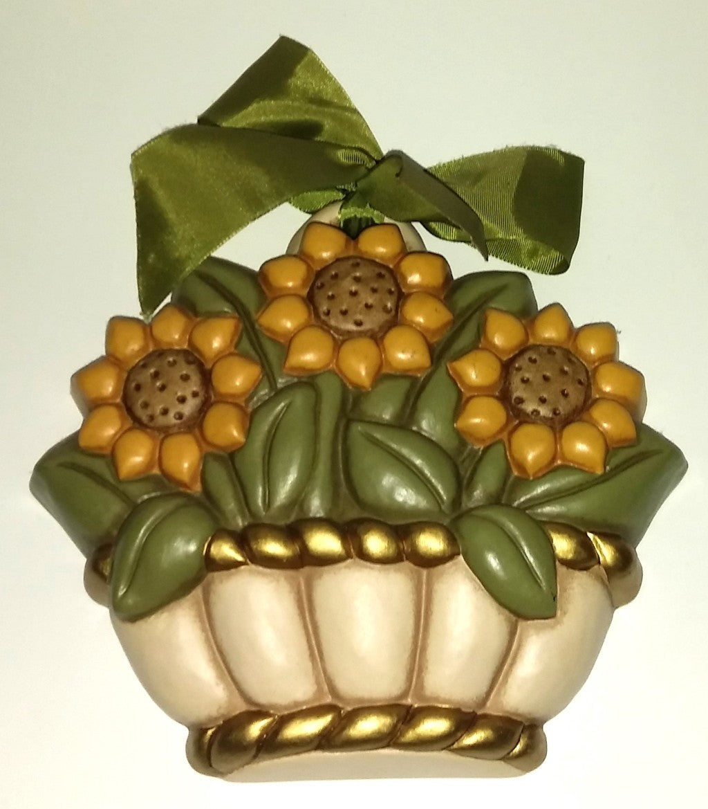 Thun formella cesto di fiori con 3 girasoli dettaglio totale